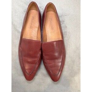 Madewell Frances Leather Loafers Burgundy Red Women’s 9.5 Slip-On Flats Minimal